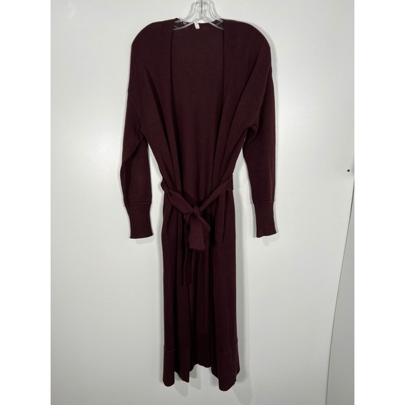 Paper Label Sweaters - Paper Label Burgundy Fall Longline Belted Duster Cardigan Sweater Pockets XS